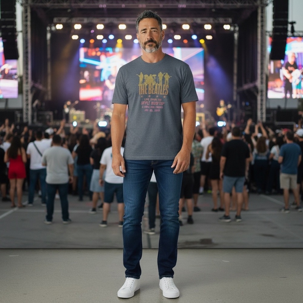 The Beatles Live from the Apple Rooftop T Shirt XL Gray Short Sleeve Graphic Tee